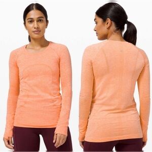 Lululemon Swiftly Tech Long Sleeve 2.0 Amber Orange / White Size 6